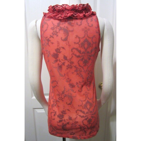 TESTAMENT Anthropologie - Coral Ruffled Neck Knit Sleeveless Tank Top size Small - Picture 6 of 8